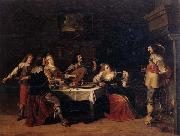 Christoph jacobsz.van der Lamen Cavaliers and courtesans in an interior oil painting artist